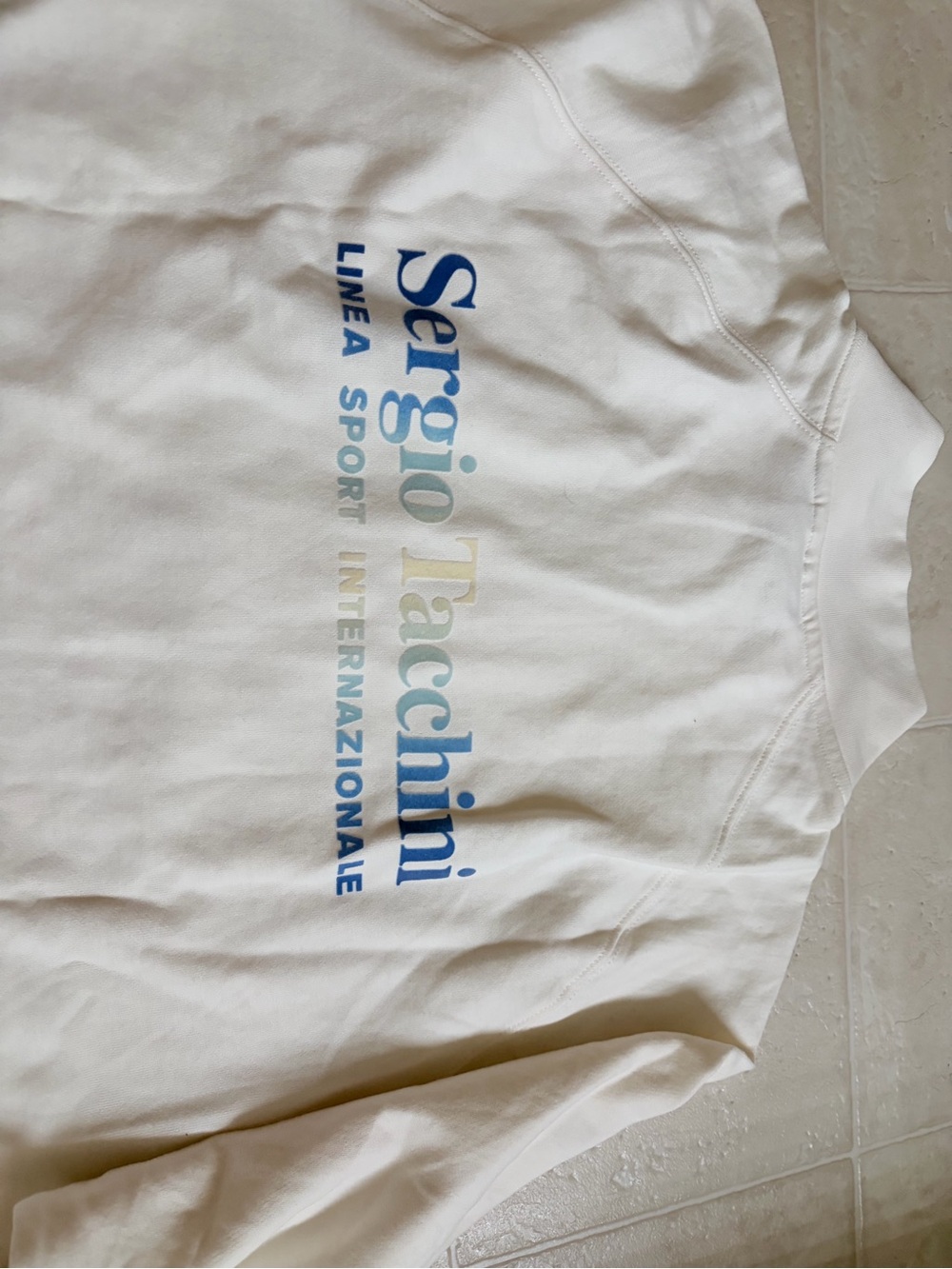 Sergio Tacchini cream quarter zip with Blue Gradient Logo